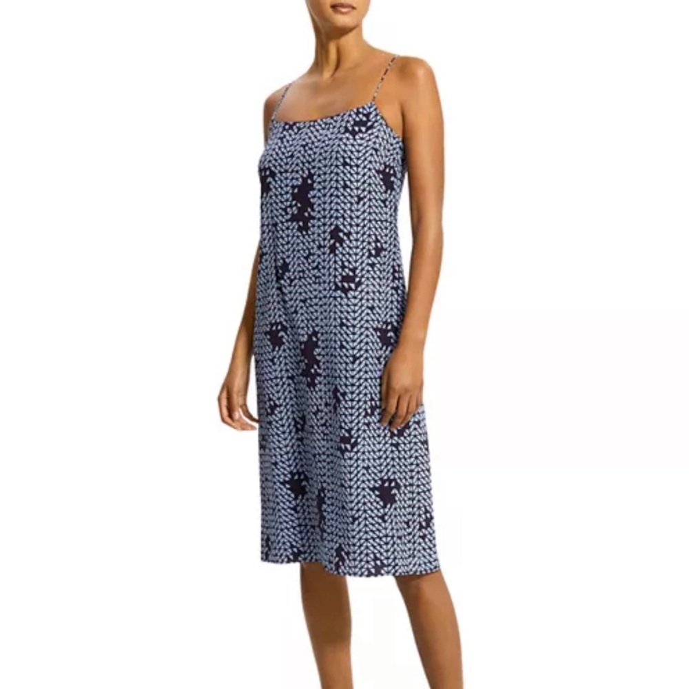 Theory Geometric summer silk slip Dress